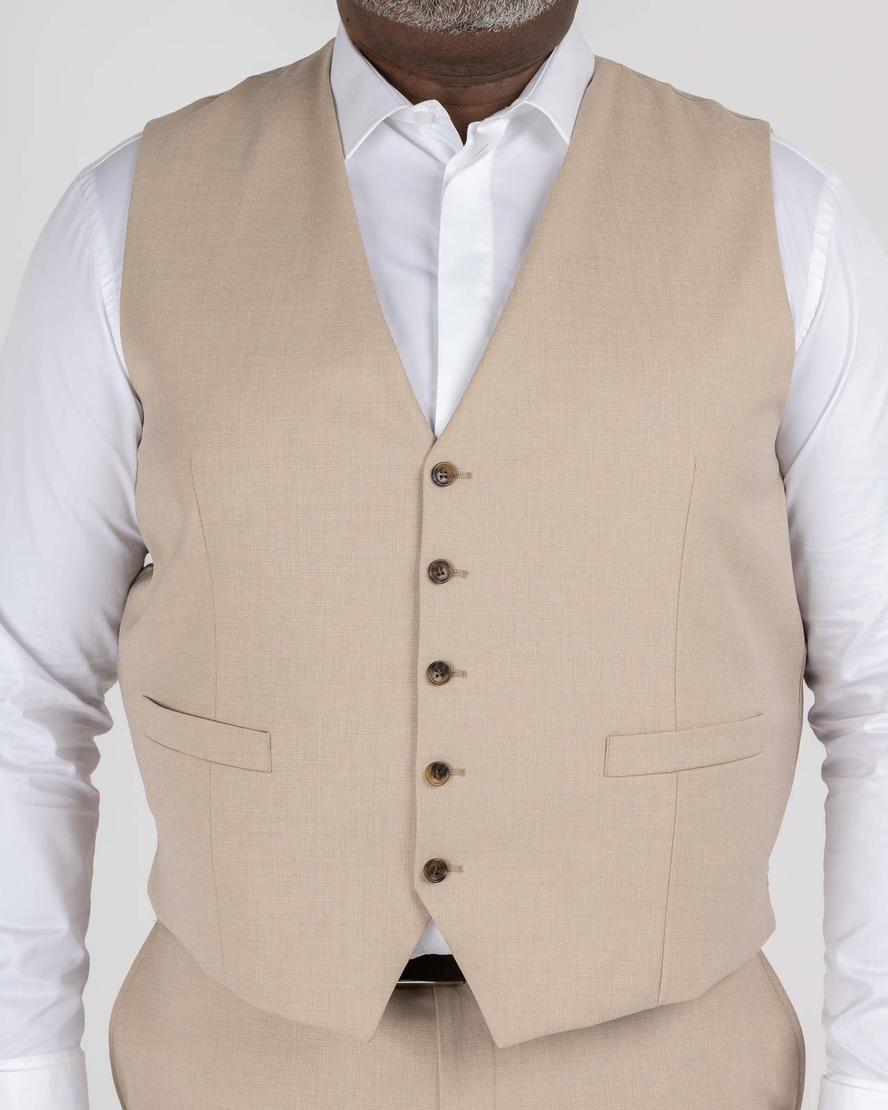 Gilet de costume flammé grande taille beige