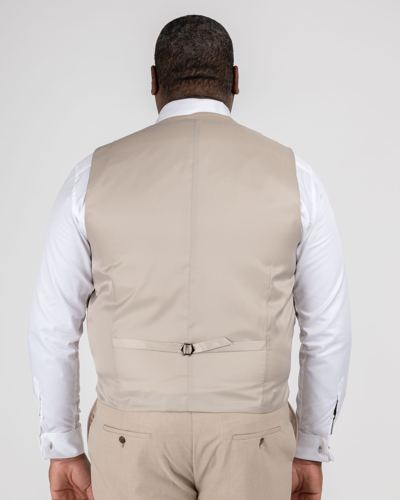 Gilet de costume flammé grande taille beige