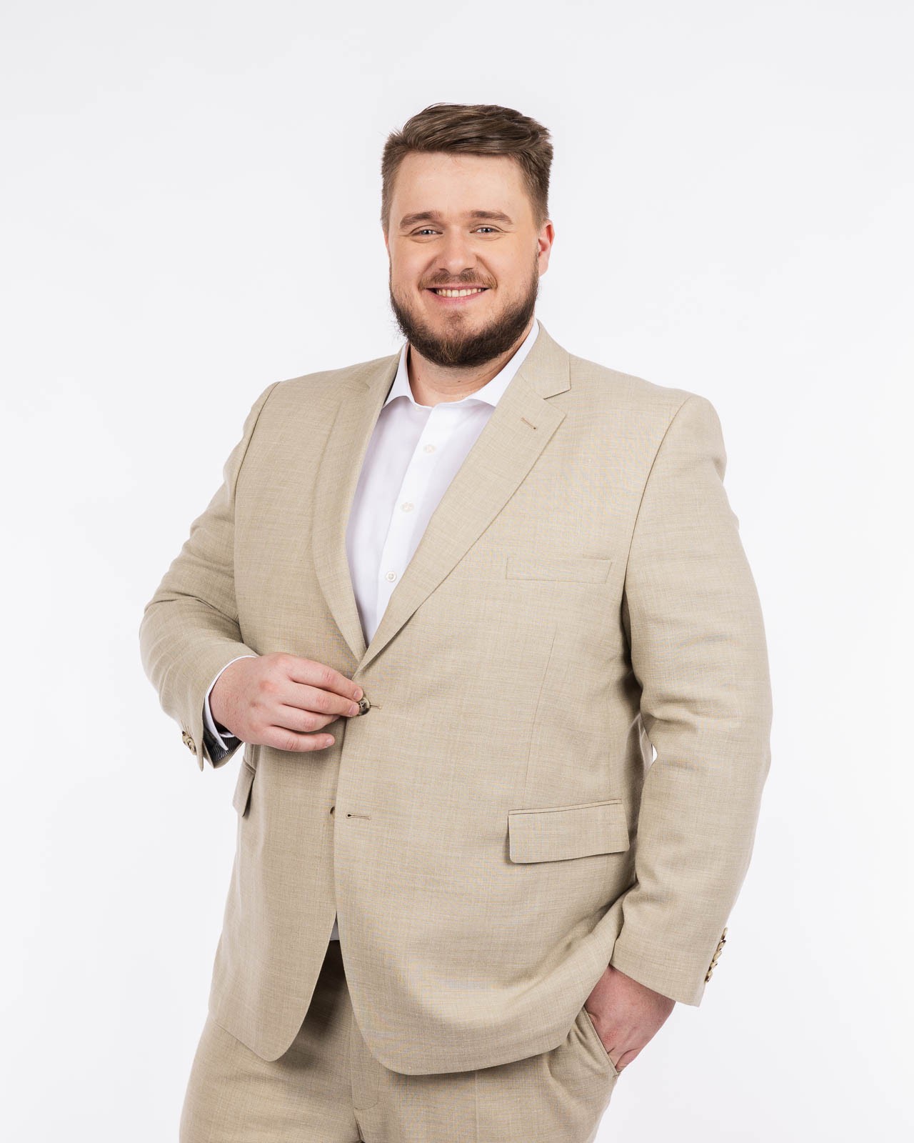 Veste en lin grande taille beige