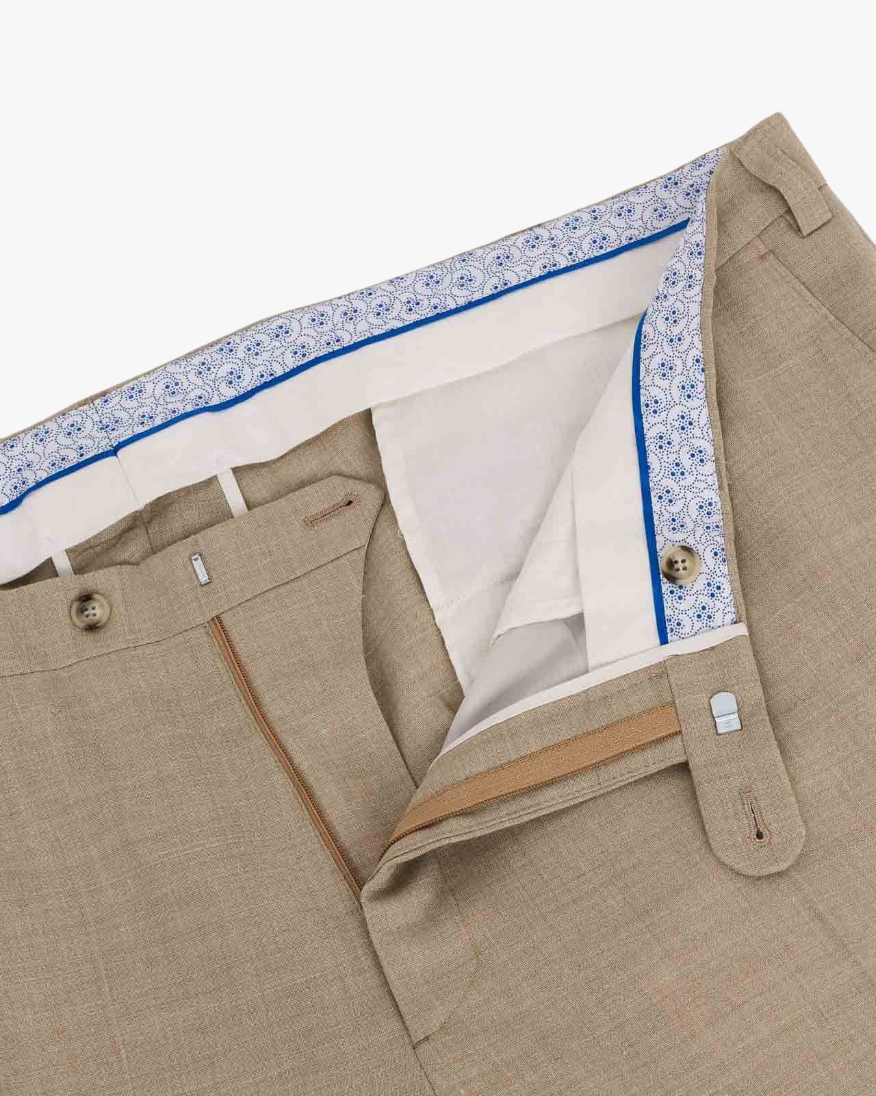 Pantalon en lin grande taille beige