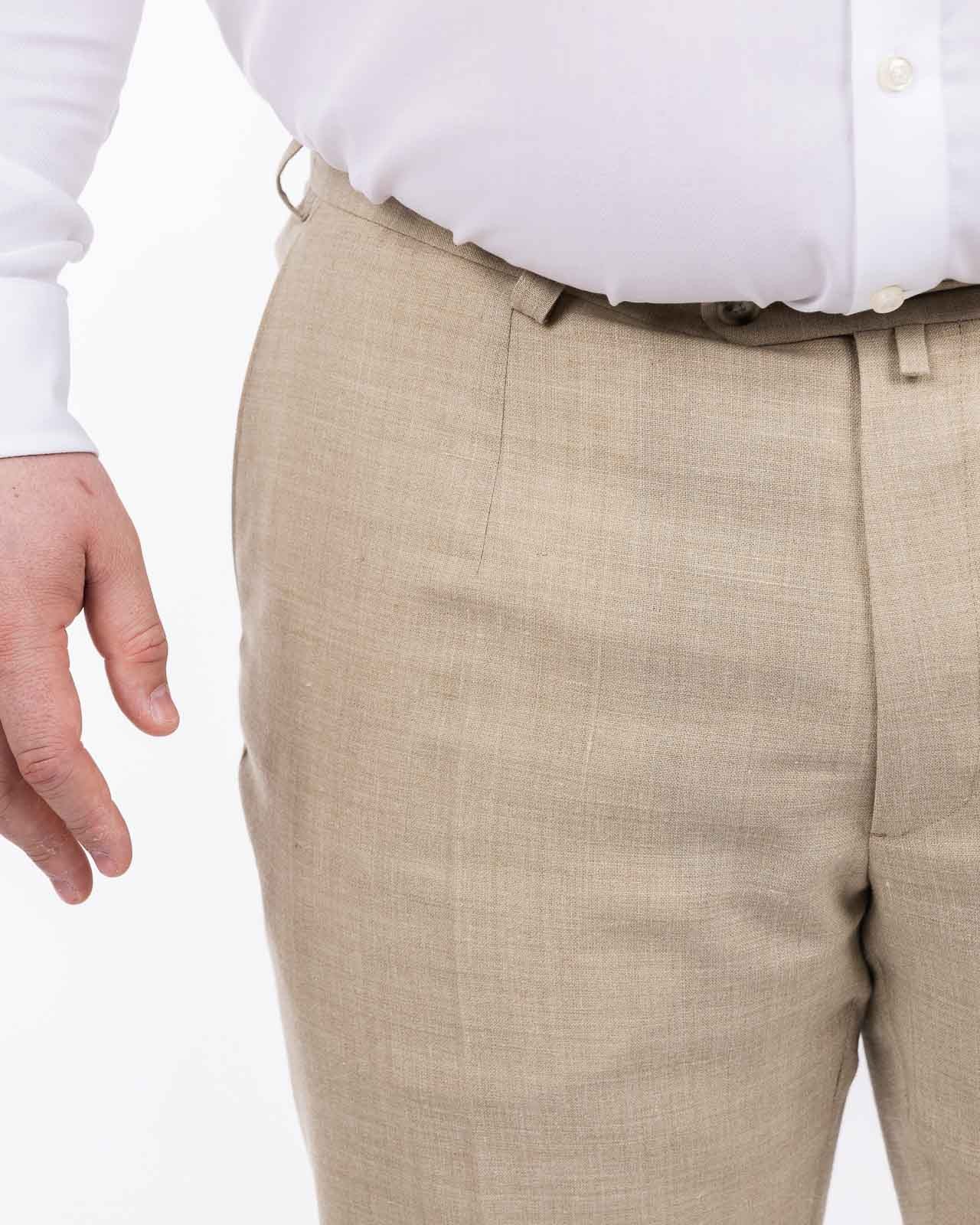 Pantalon en lin grande taille beige