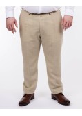 Pantalon en lin grande taille beige