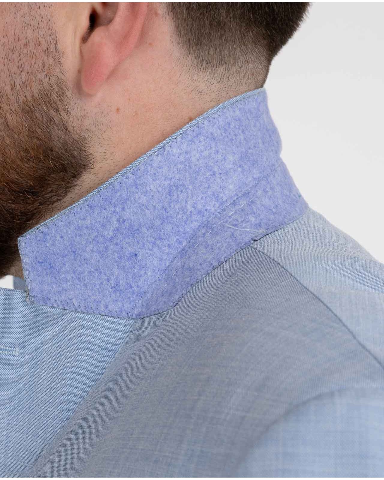 Veste de costume effet lin grande taille bleu ciel