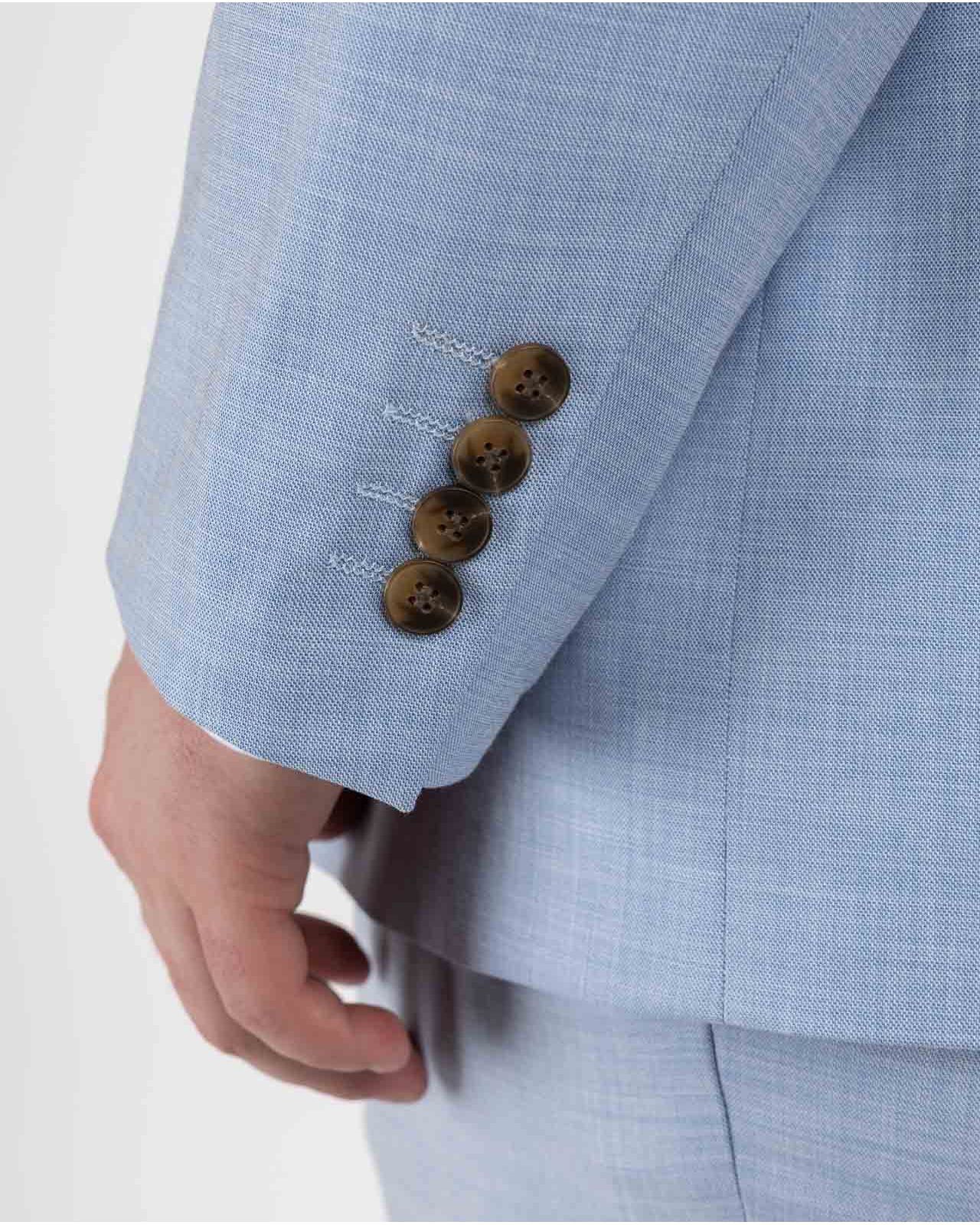 Veste de costume effet lin grande taille bleu ciel