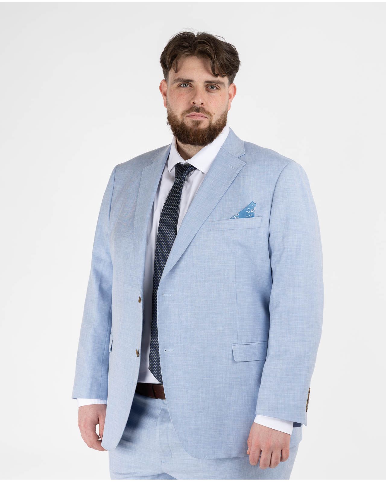 Veste de costume effet lin grande taille bleu ciel