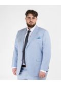 Veste de costume effet lin grande taille bleu ciel