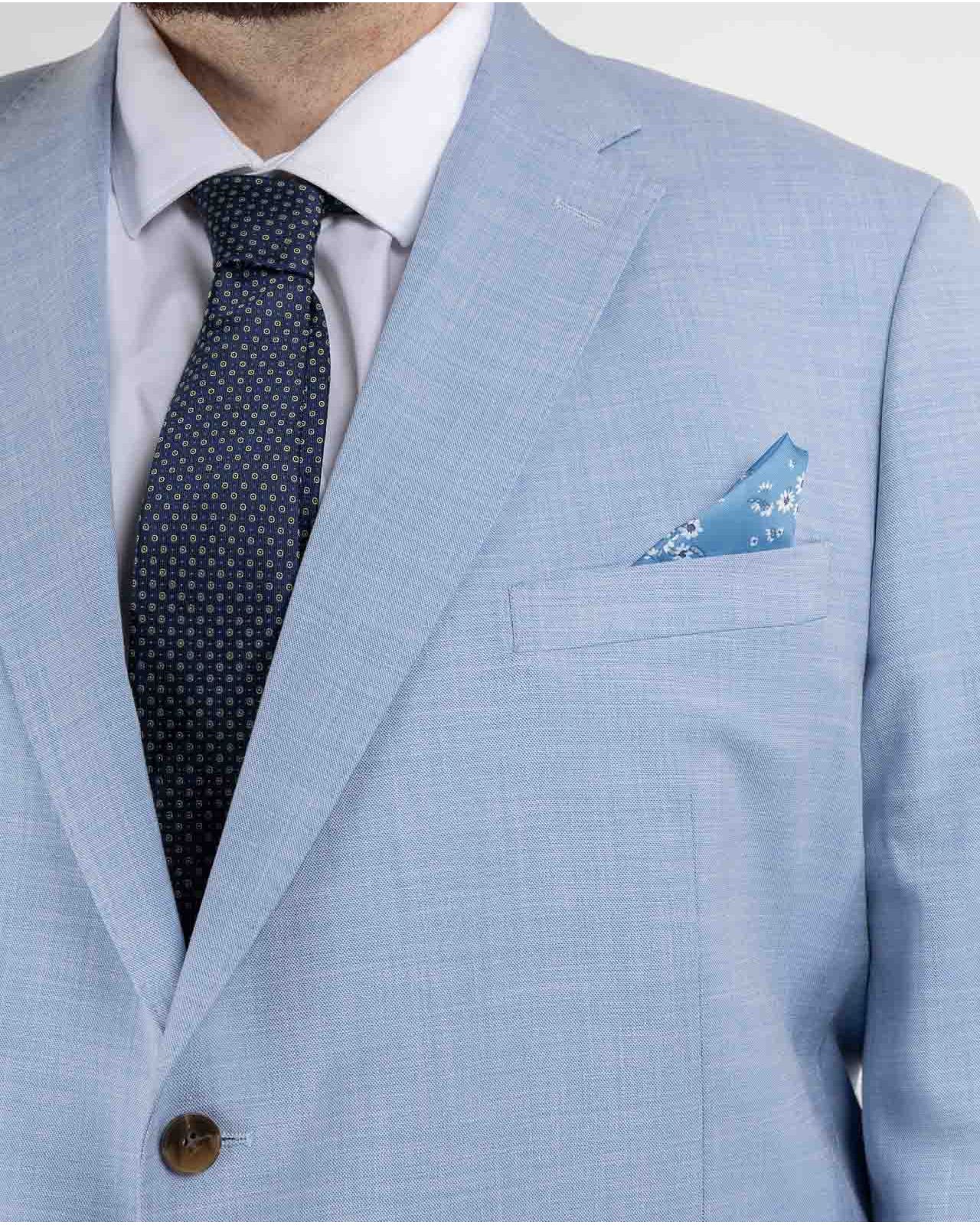 Veste de costume effet lin grande taille bleu ciel