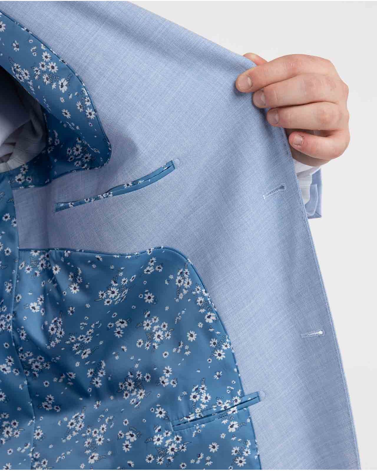 Veste de costume effet lin grande taille bleu ciel