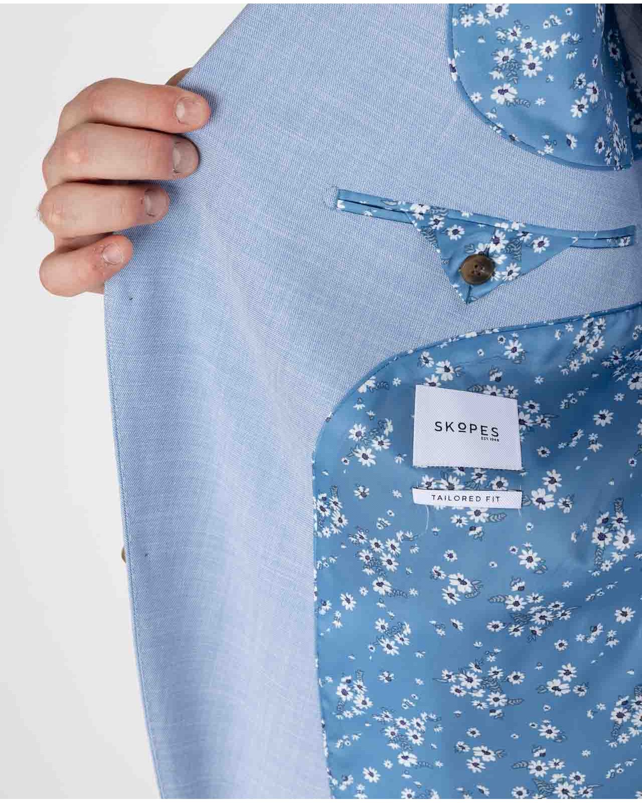 Veste de costume effet lin grande taille bleu ciel