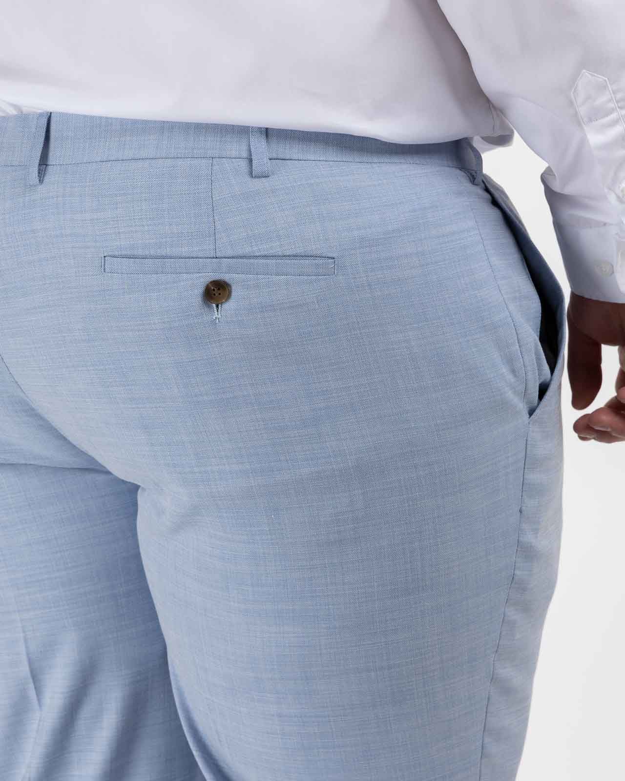 Pantalon de costume effet lin grande taille bleu ciel