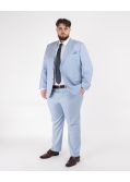 Pantalon de costume effet lin grande taille bleu ciel