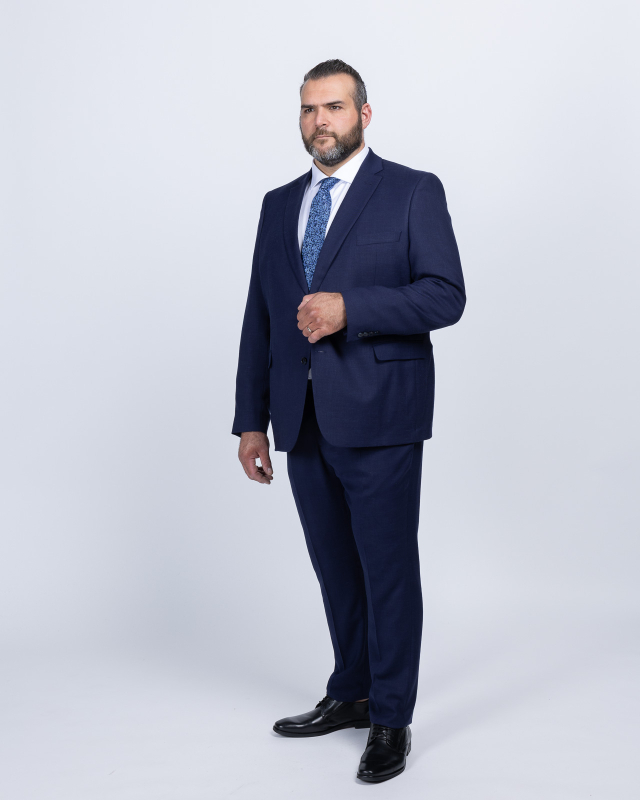 Costume complet en lin grande taille bleu marine