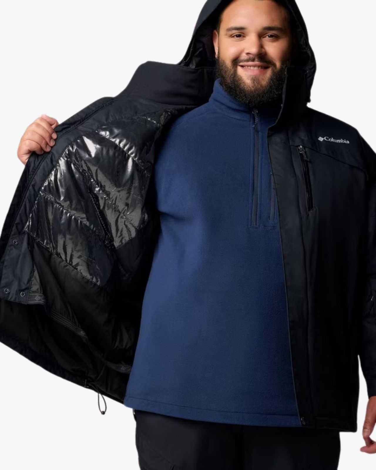 Parka de ski bicolore grande taille noir