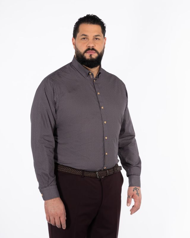 Chemise géométrique grande taille marron