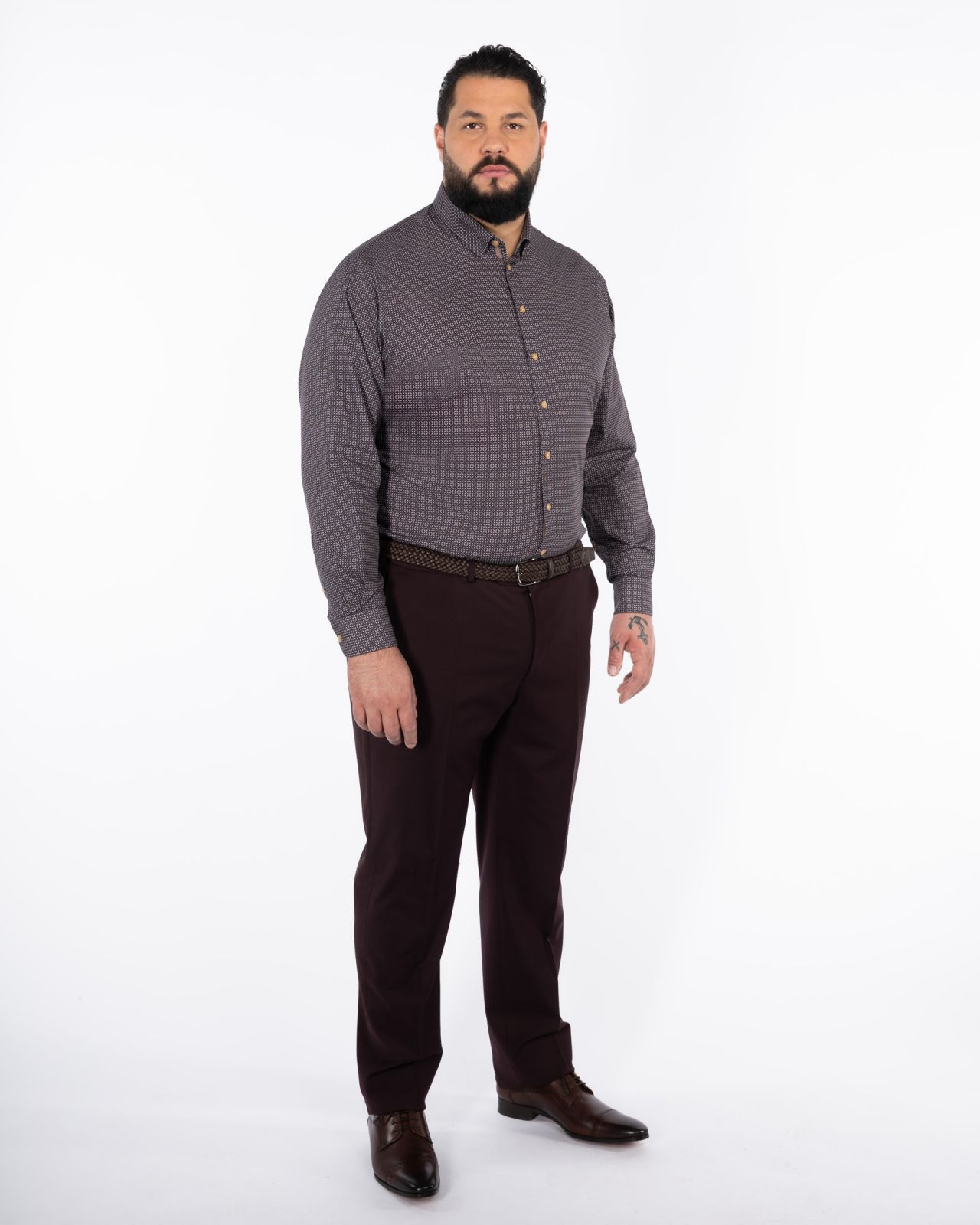 Chemise géométrique grande taille marron