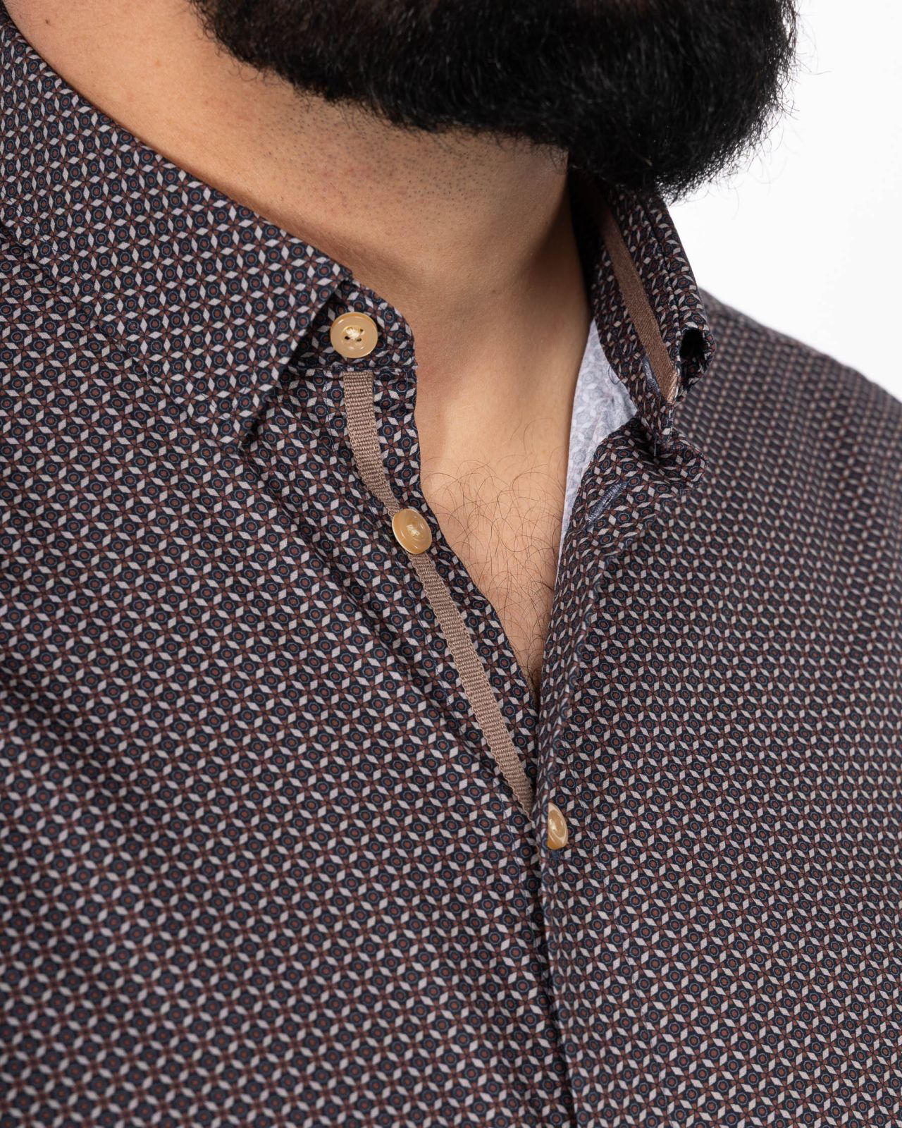 Chemise géométrique grande taille marron