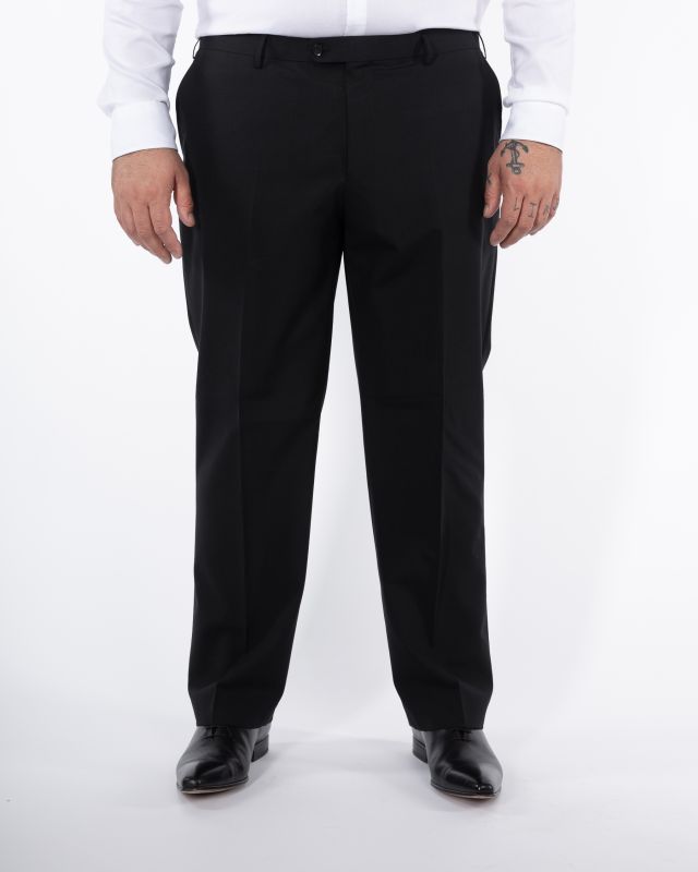 Pantalon de costume en laine noir grande taille