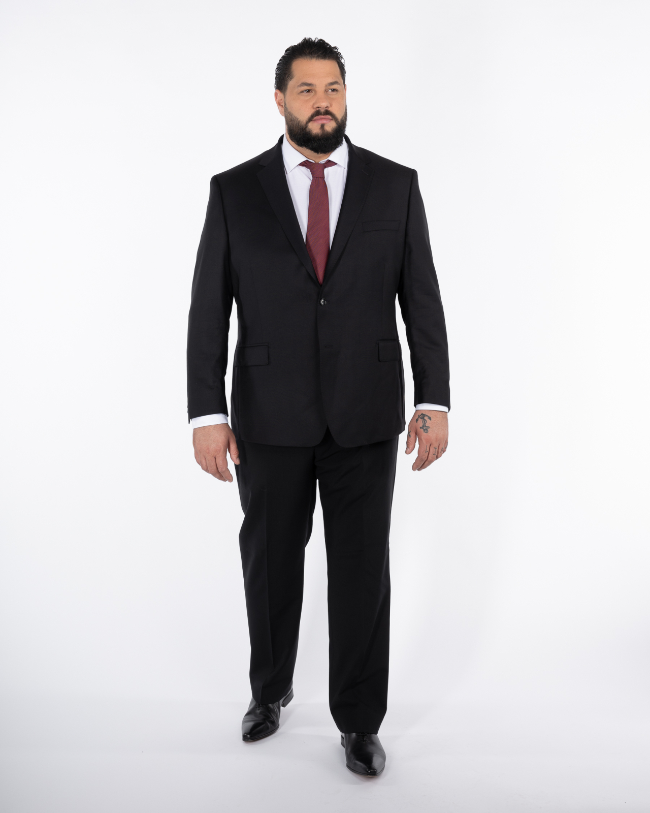 Costume complet noir en laine grande taille