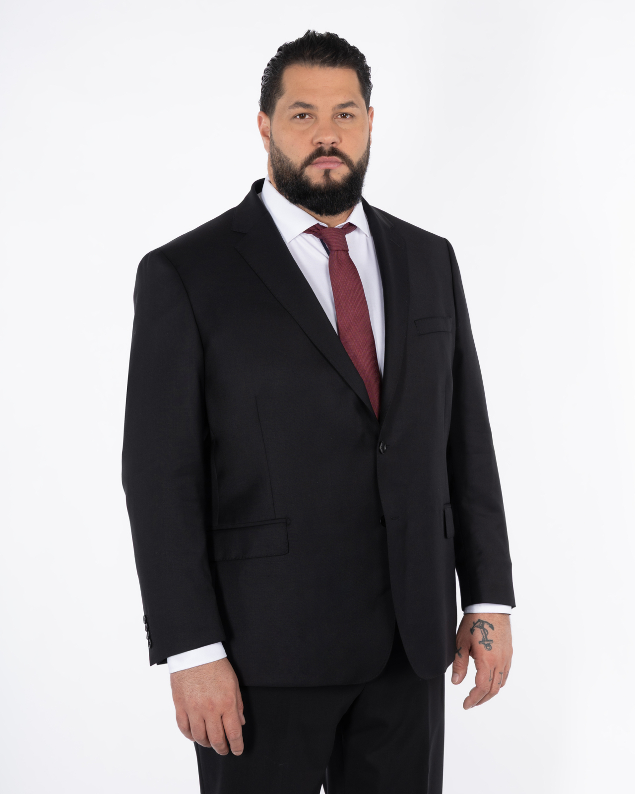 Costume complet noir en laine grande taille