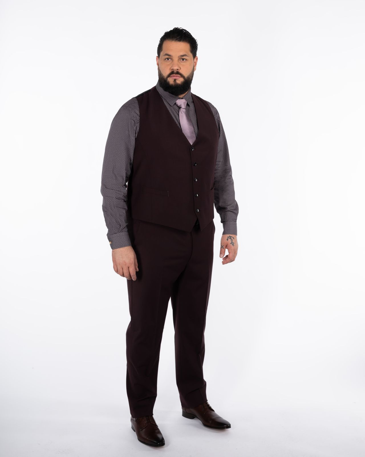 Gilet de costume grande taille bordeaux