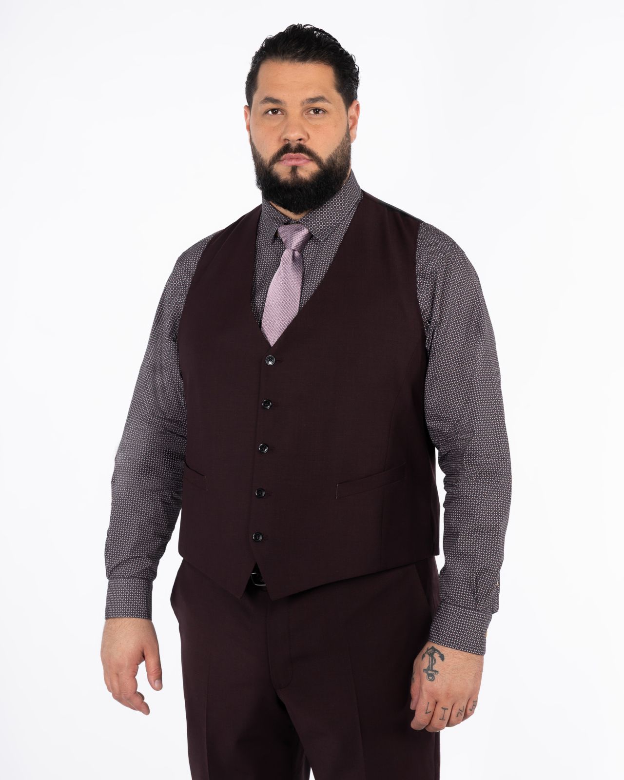 Gilet de costume grande taille bordeaux