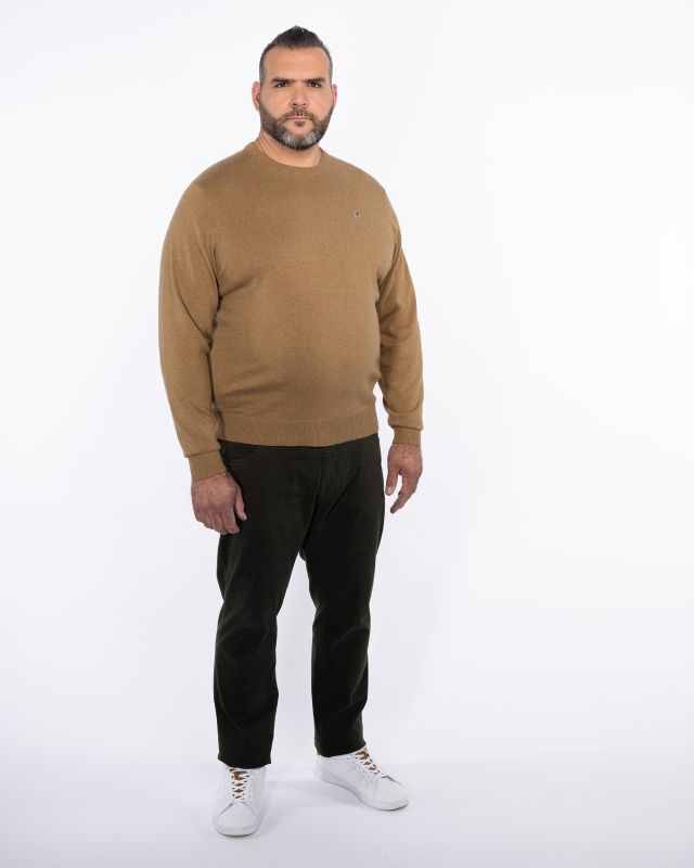 Pull en coton et laine grande taille marron