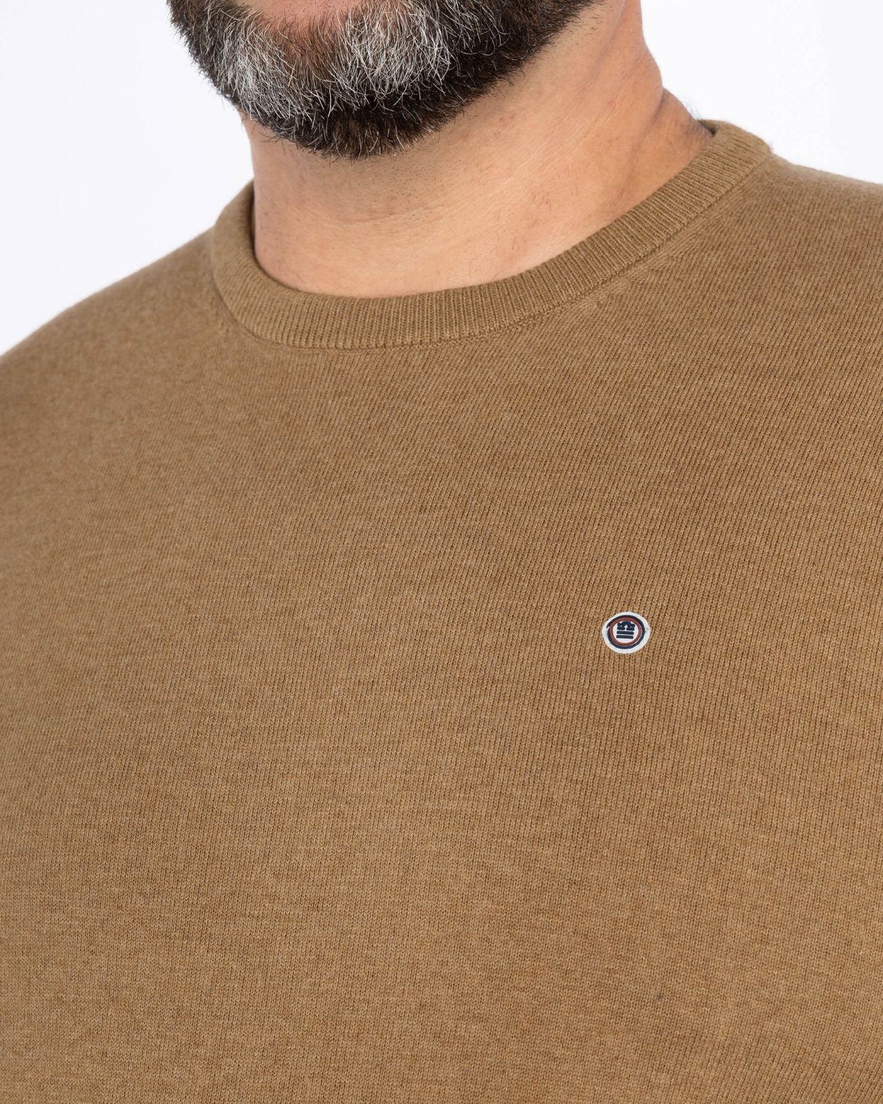 Pull en coton et laine grande taille marron