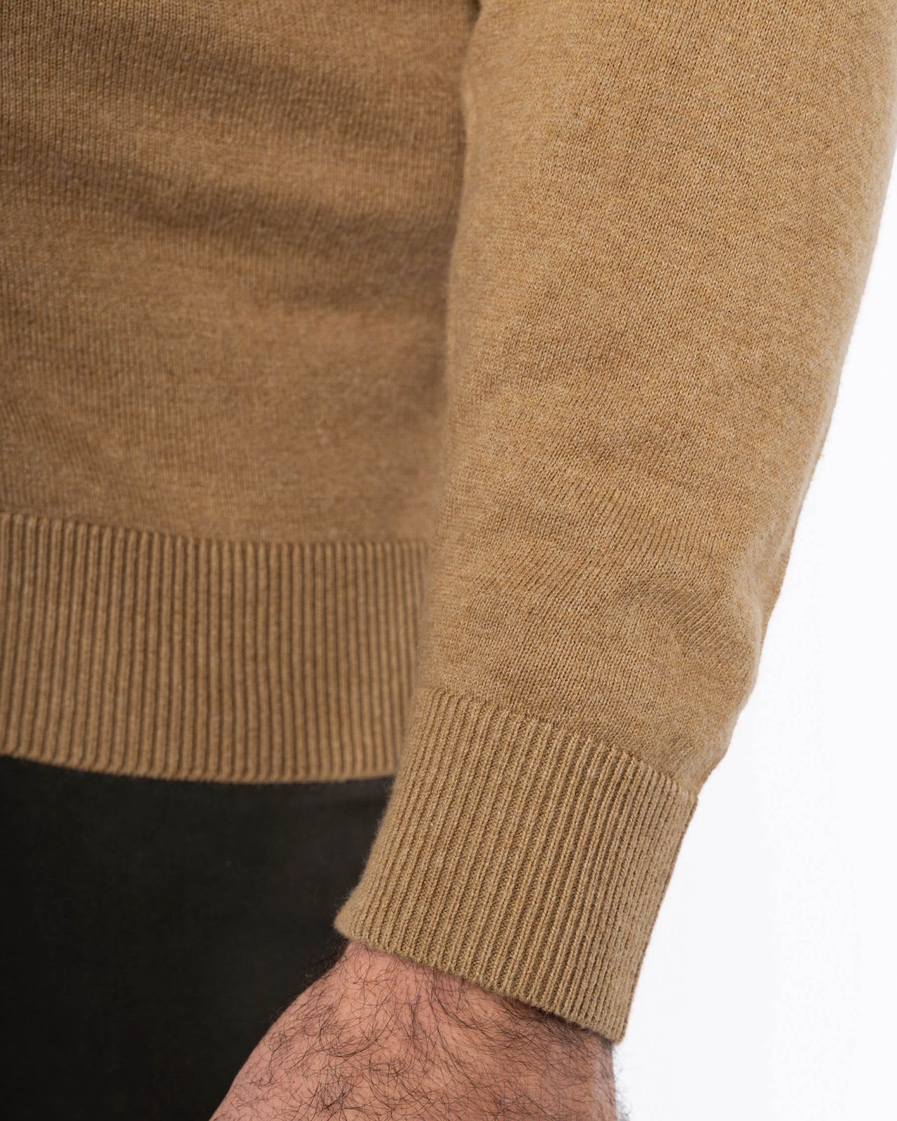 Pull en coton et laine grande taille marron