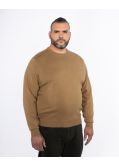 Pull en coton et laine grande taille marron