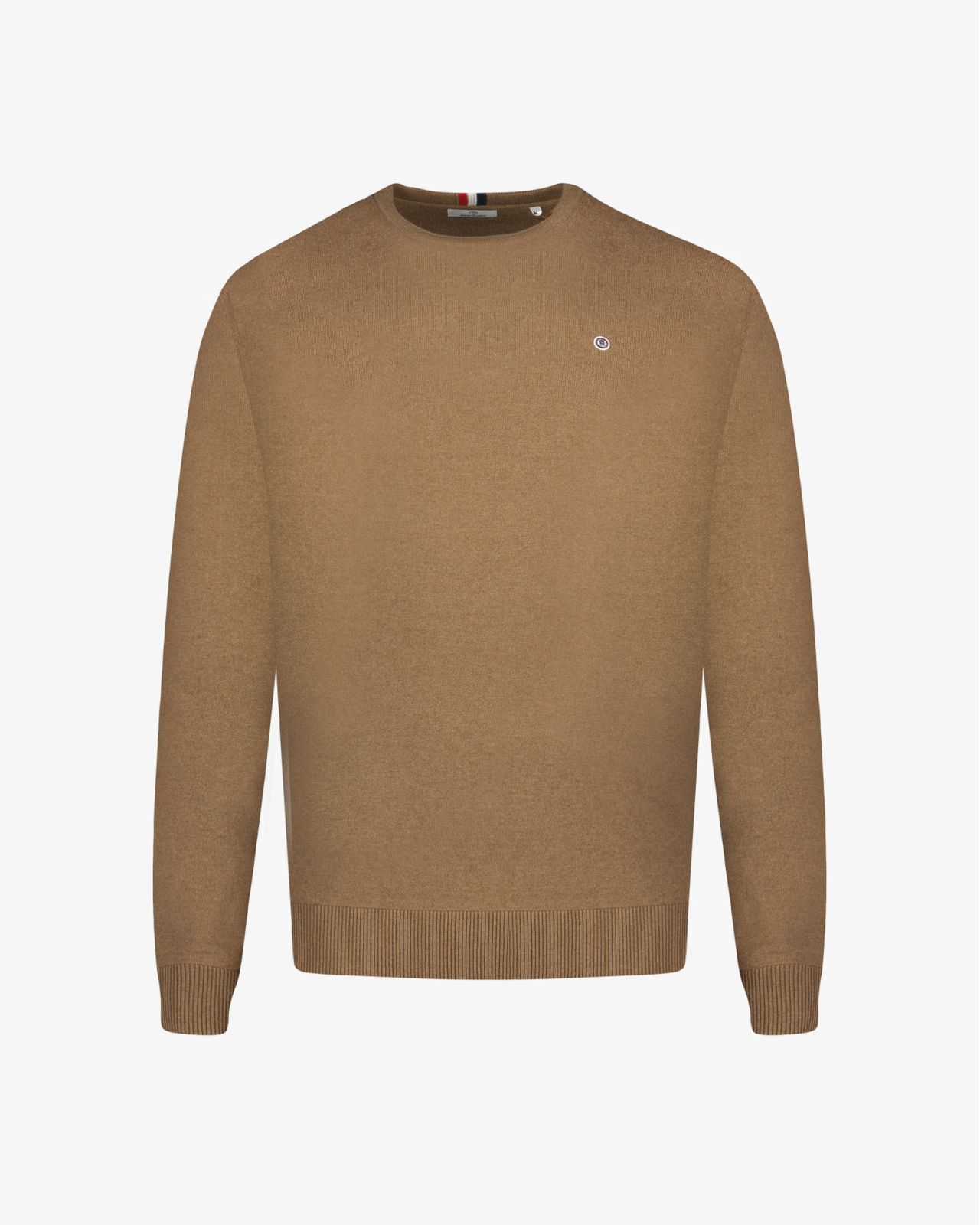 Pull en coton et laine grande taille marron