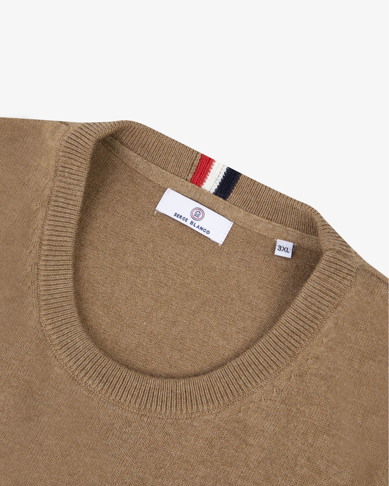 Pull en coton et laine grande taille marron