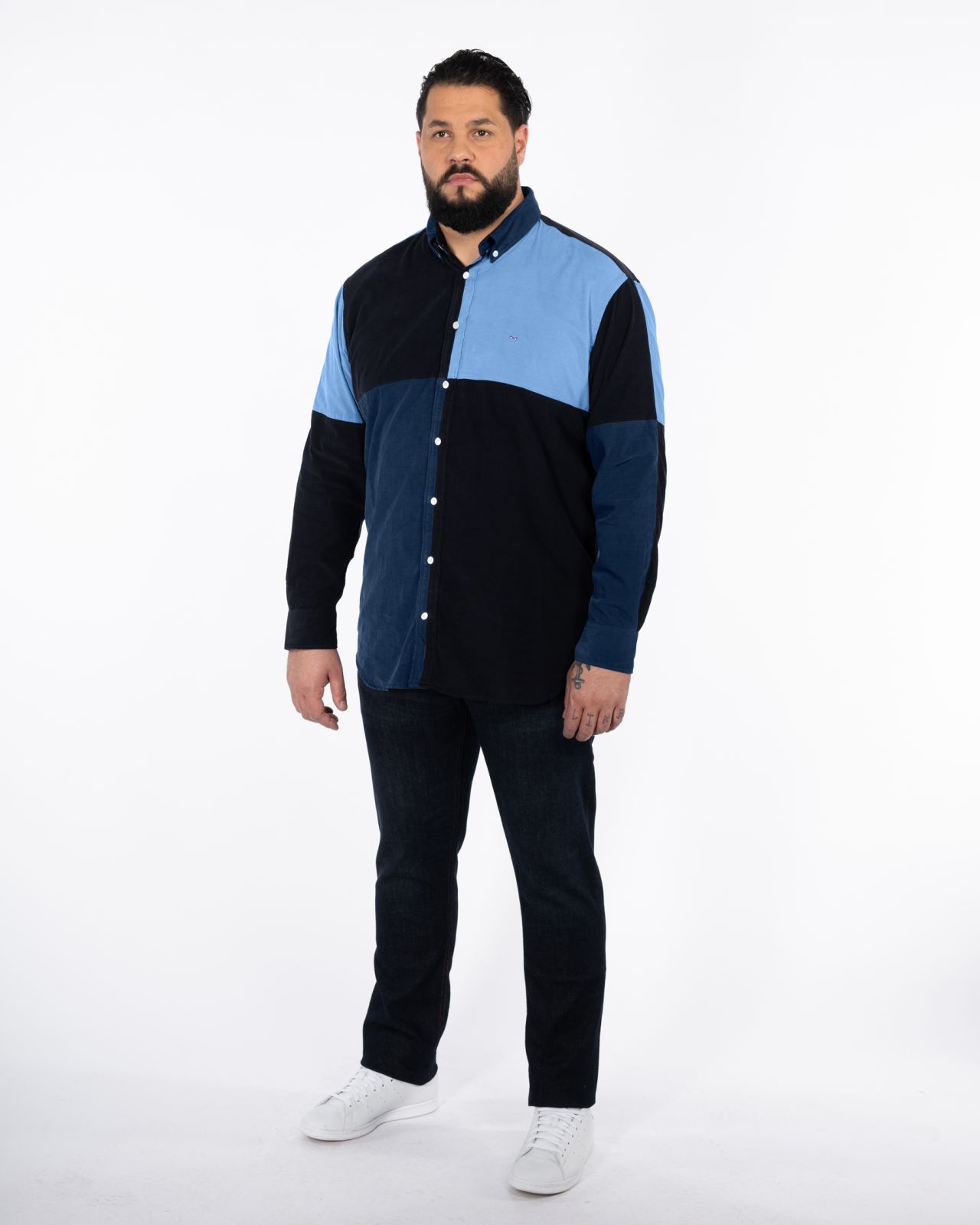 Chemise en velours grande taille bleu marine