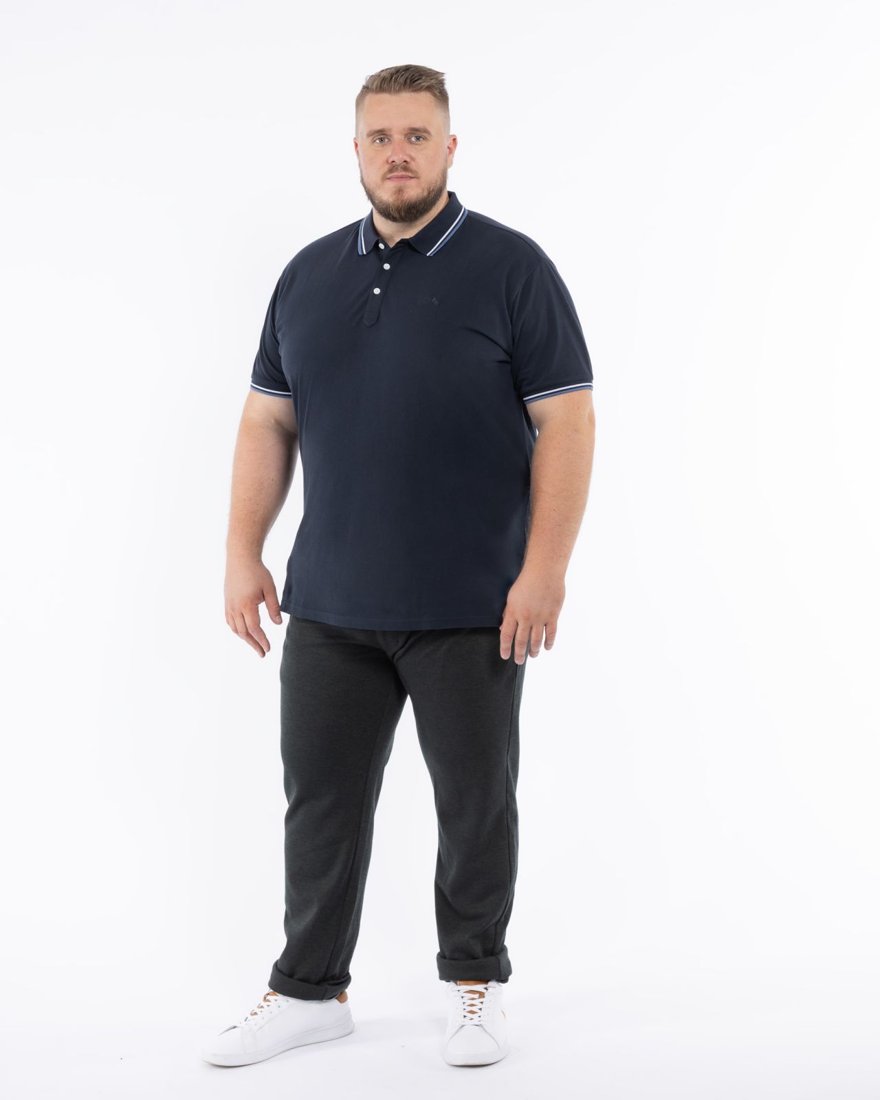 Polo piqué grande taille bleu marine