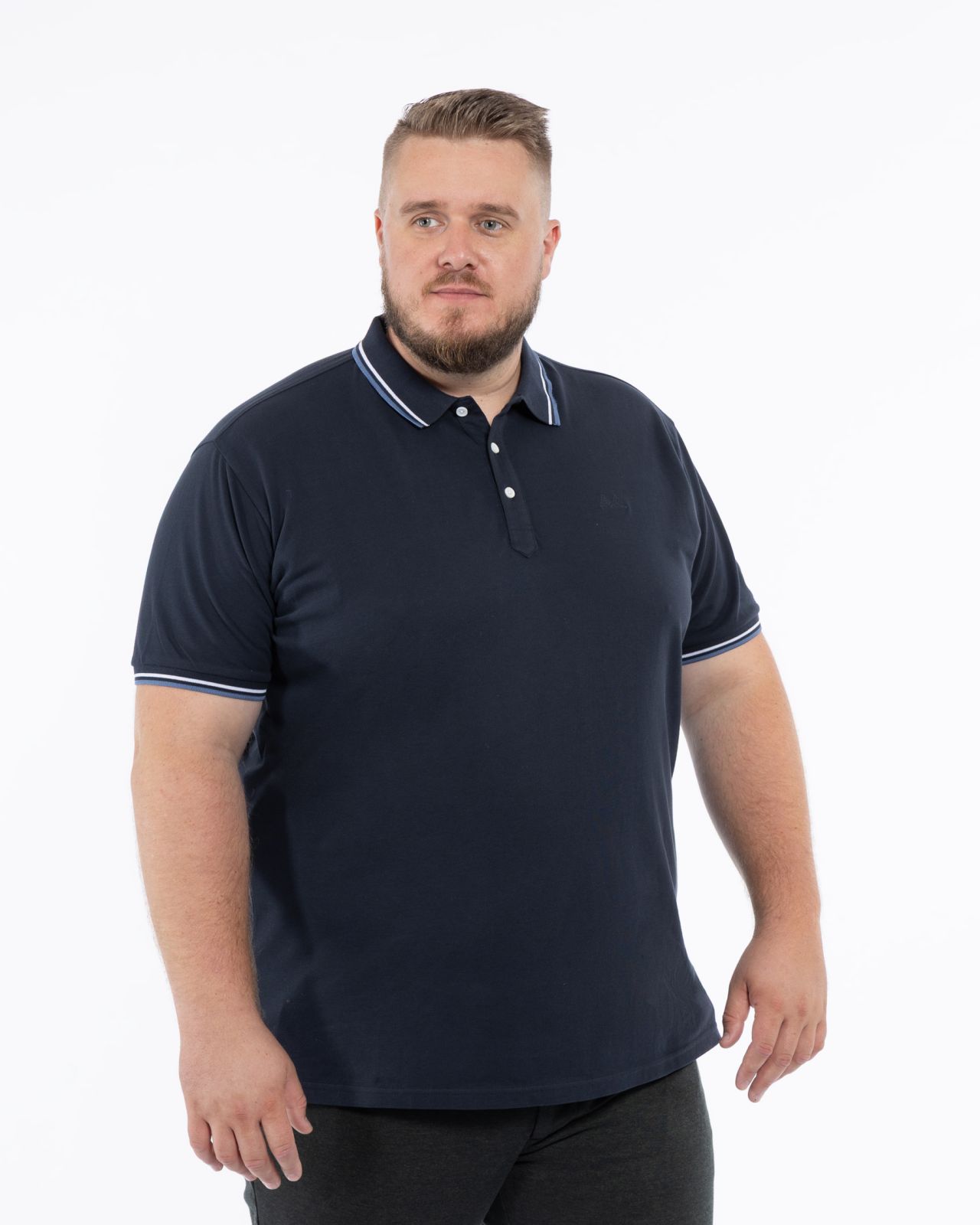 Polo piqué grande taille bleu marine