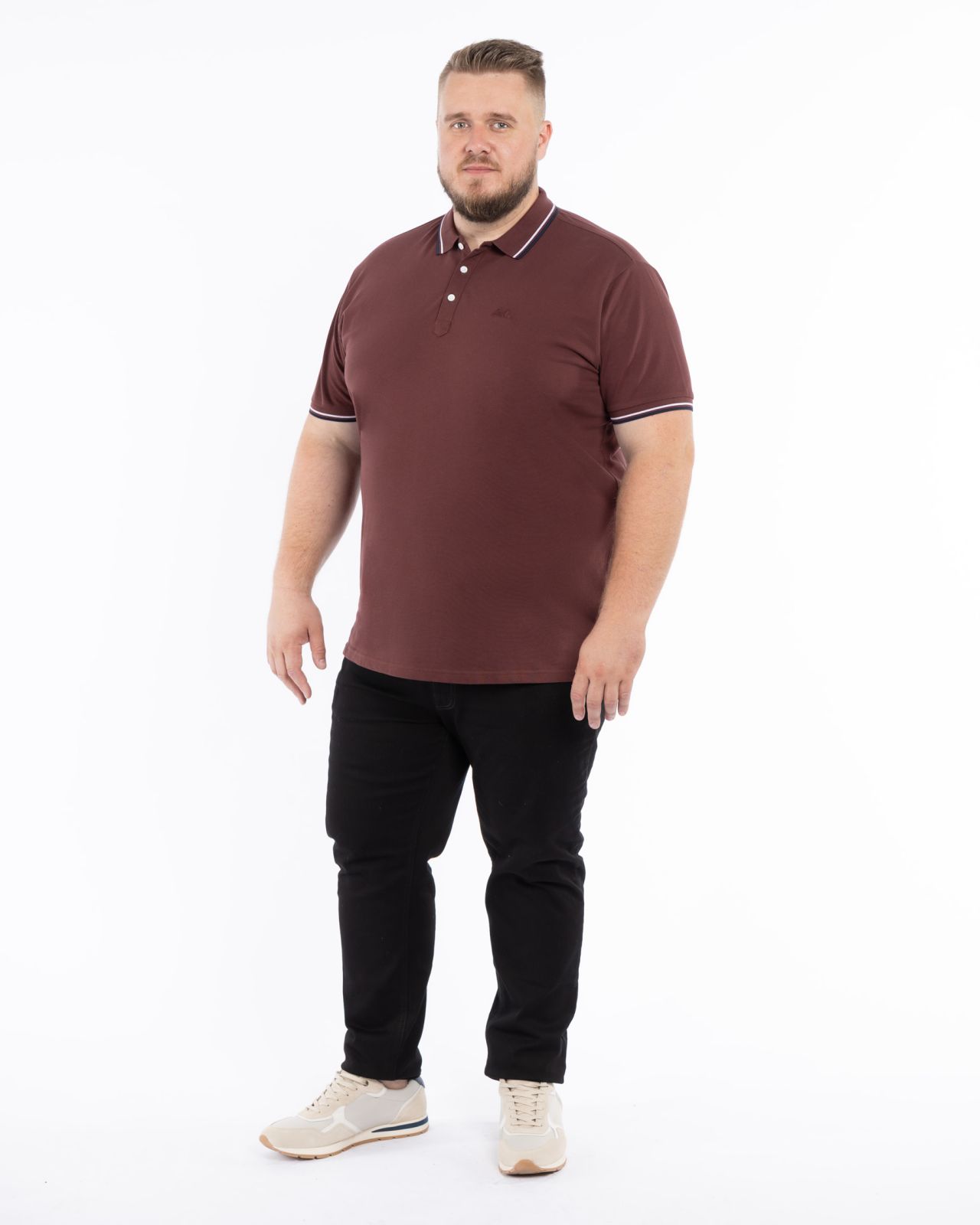 Polo piqué grande taille bordeaux