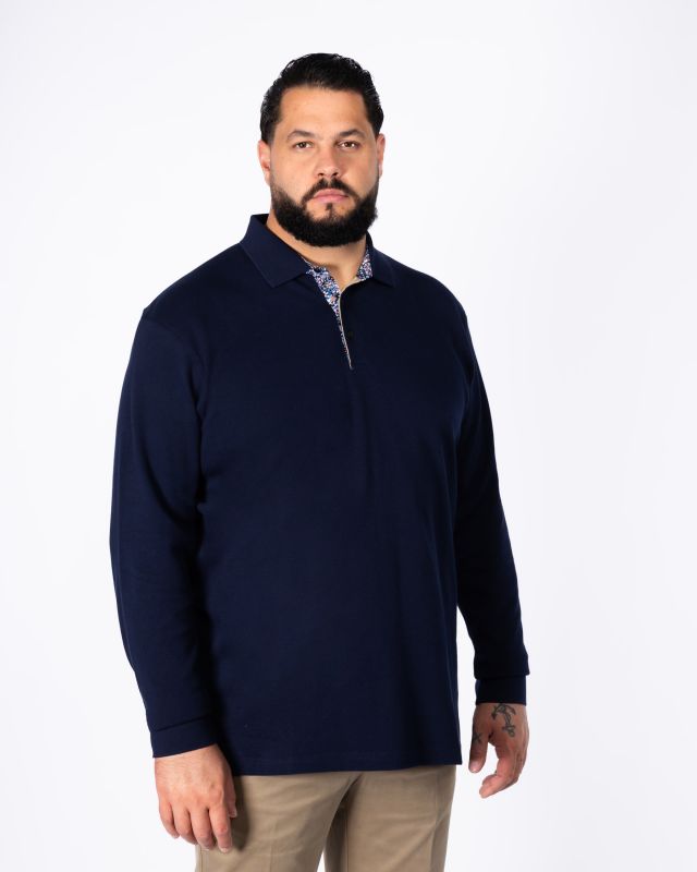 Polo en maille grande taille bleu marine