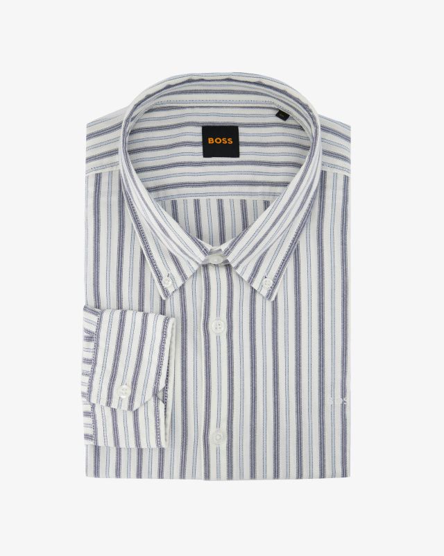 Chemise oxford à rayures grande taille bleu