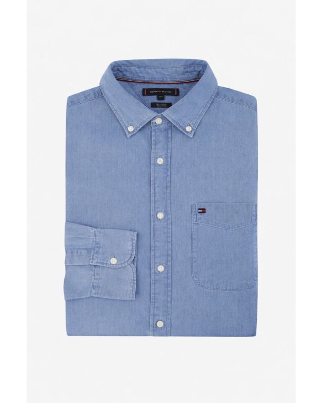 Chemise effet velours grande taille bleu