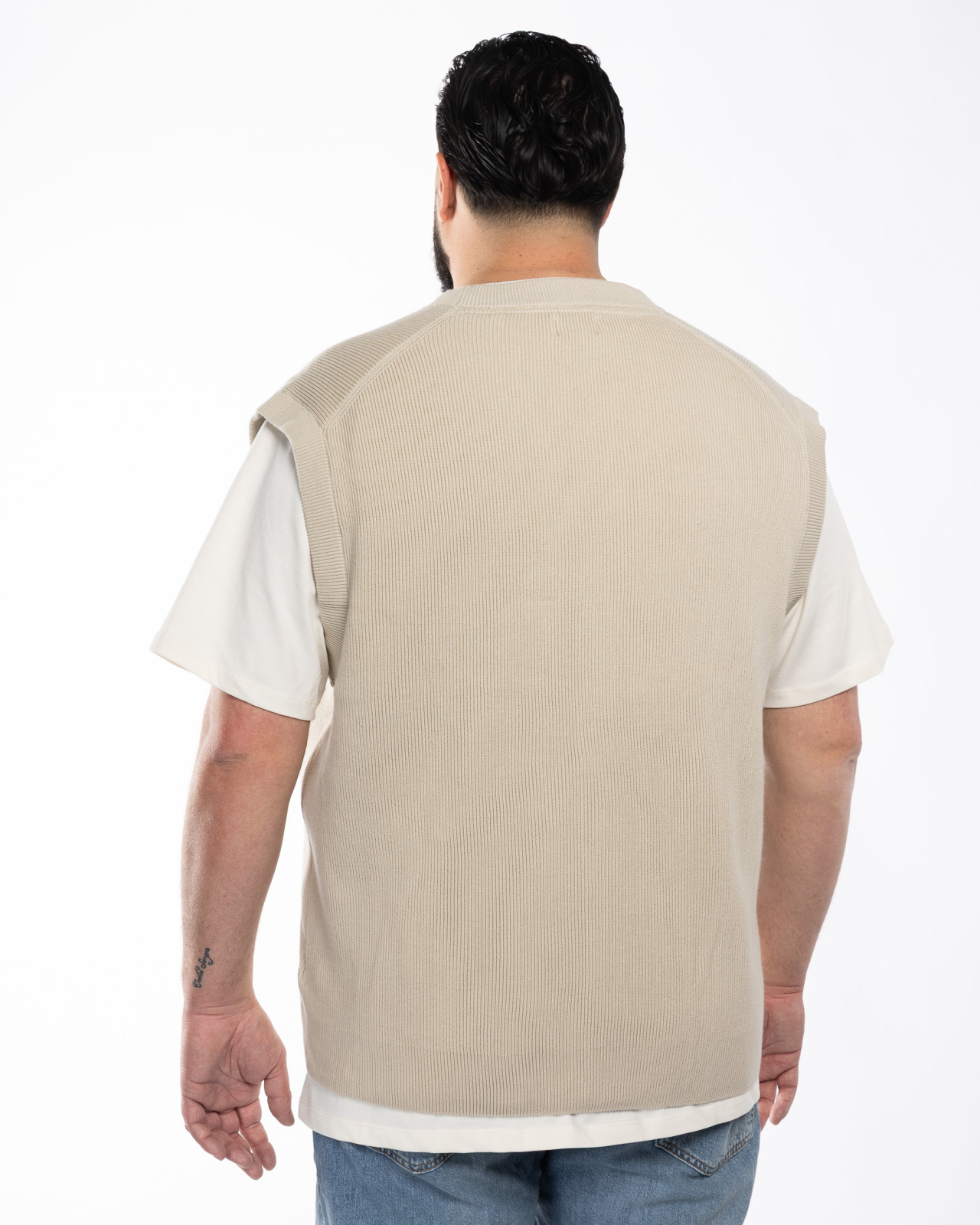 Cardigan sans manches grande taille beige