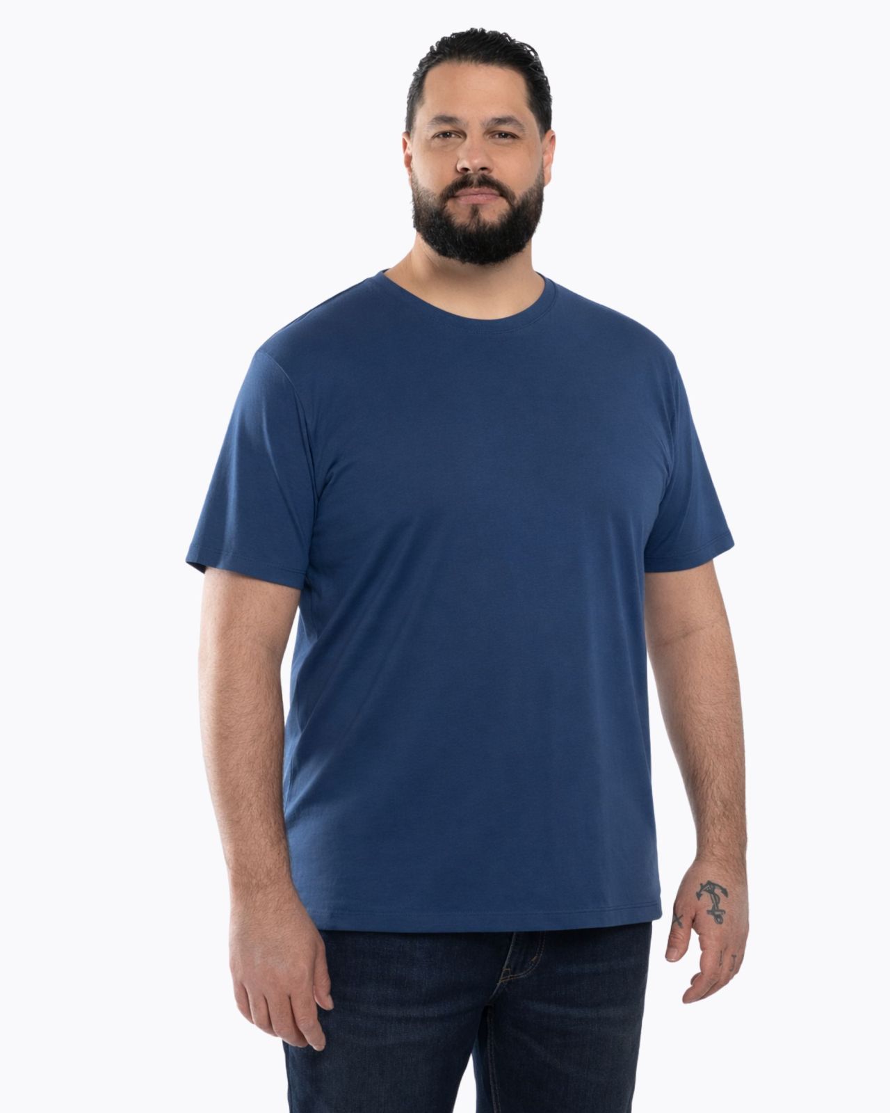 T-shirt uni grande taille bleu