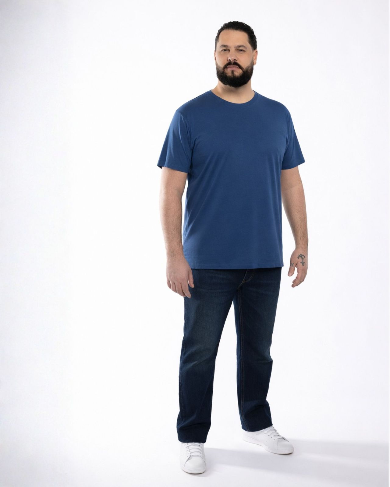 T-shirt uni grande taille bleu