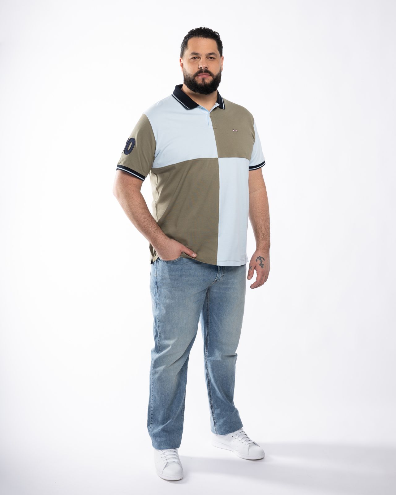 Polo piqué barbarian grande taille vert kaki