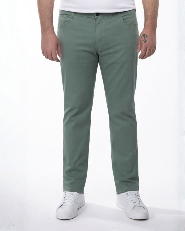 Pantalon 5 poches grande taille vert