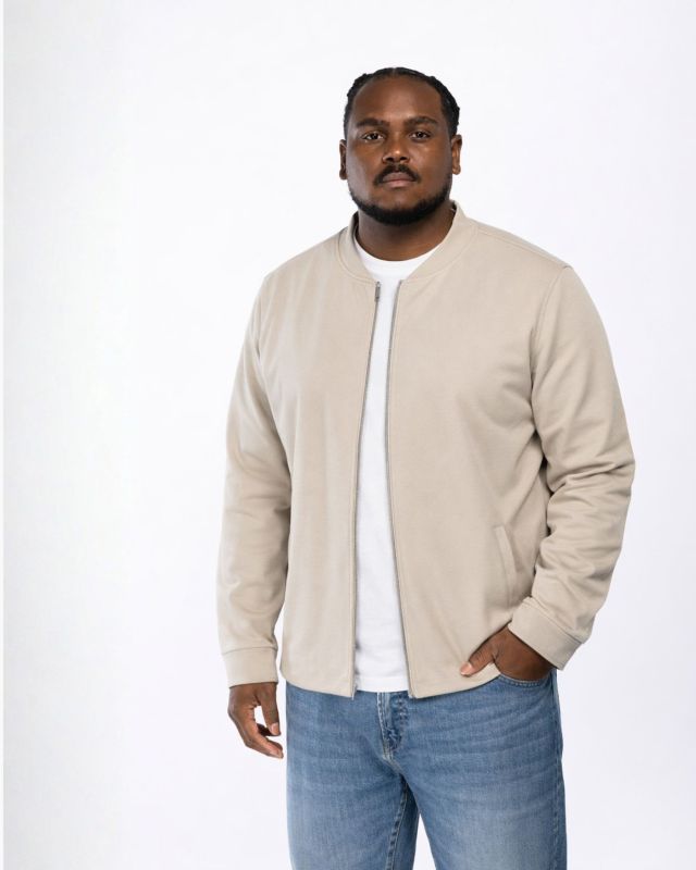 Blouson zippé grande taille beige