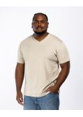T-shirt col V uni grande taille beige