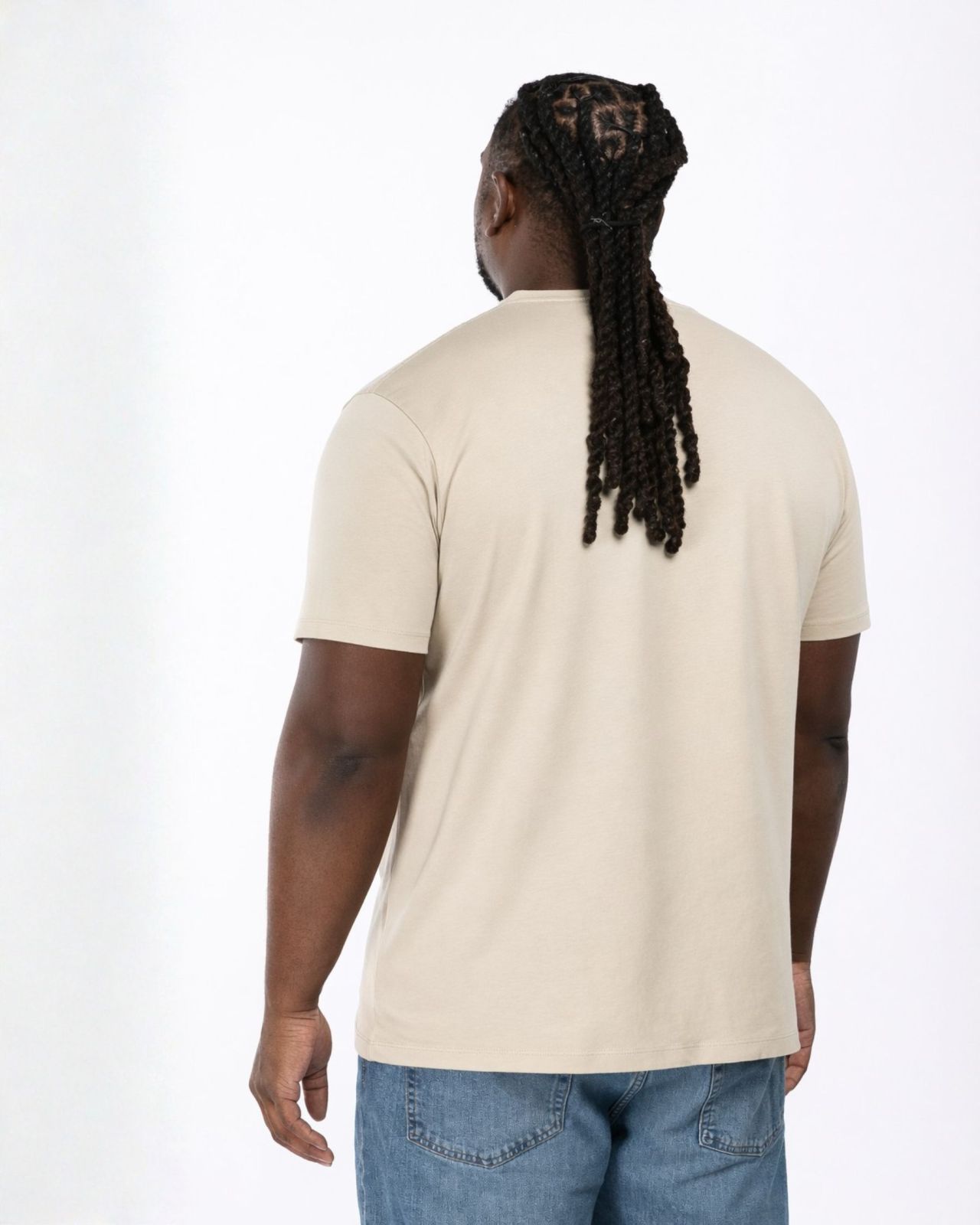 T-shirt col V uni grande taille beige