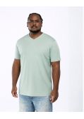 T-shirt col V uni grande taille vert sauge