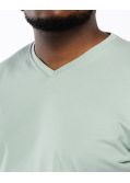 T-shirt col V uni grande taille vert sauge