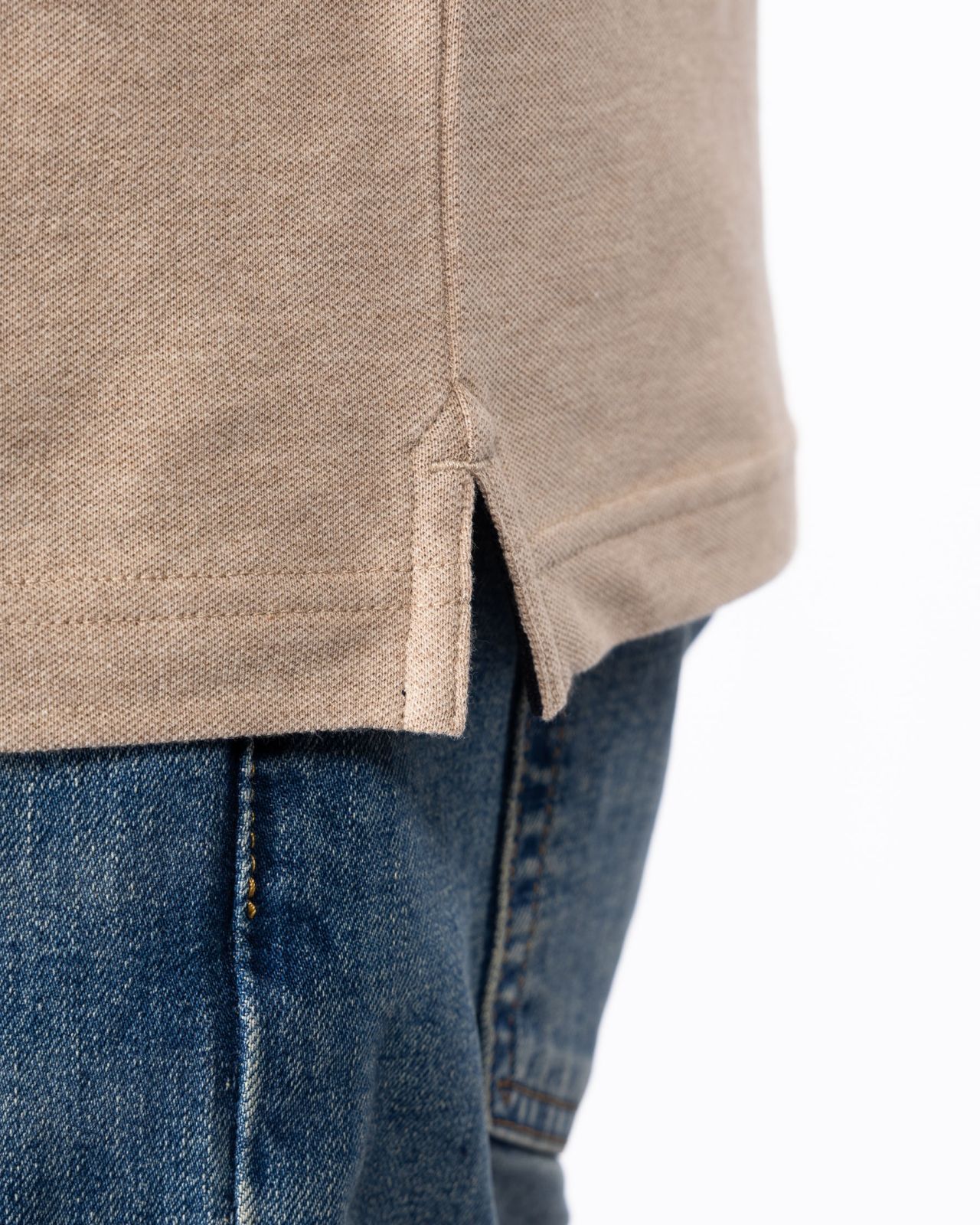 Polo piqué grande taille beige