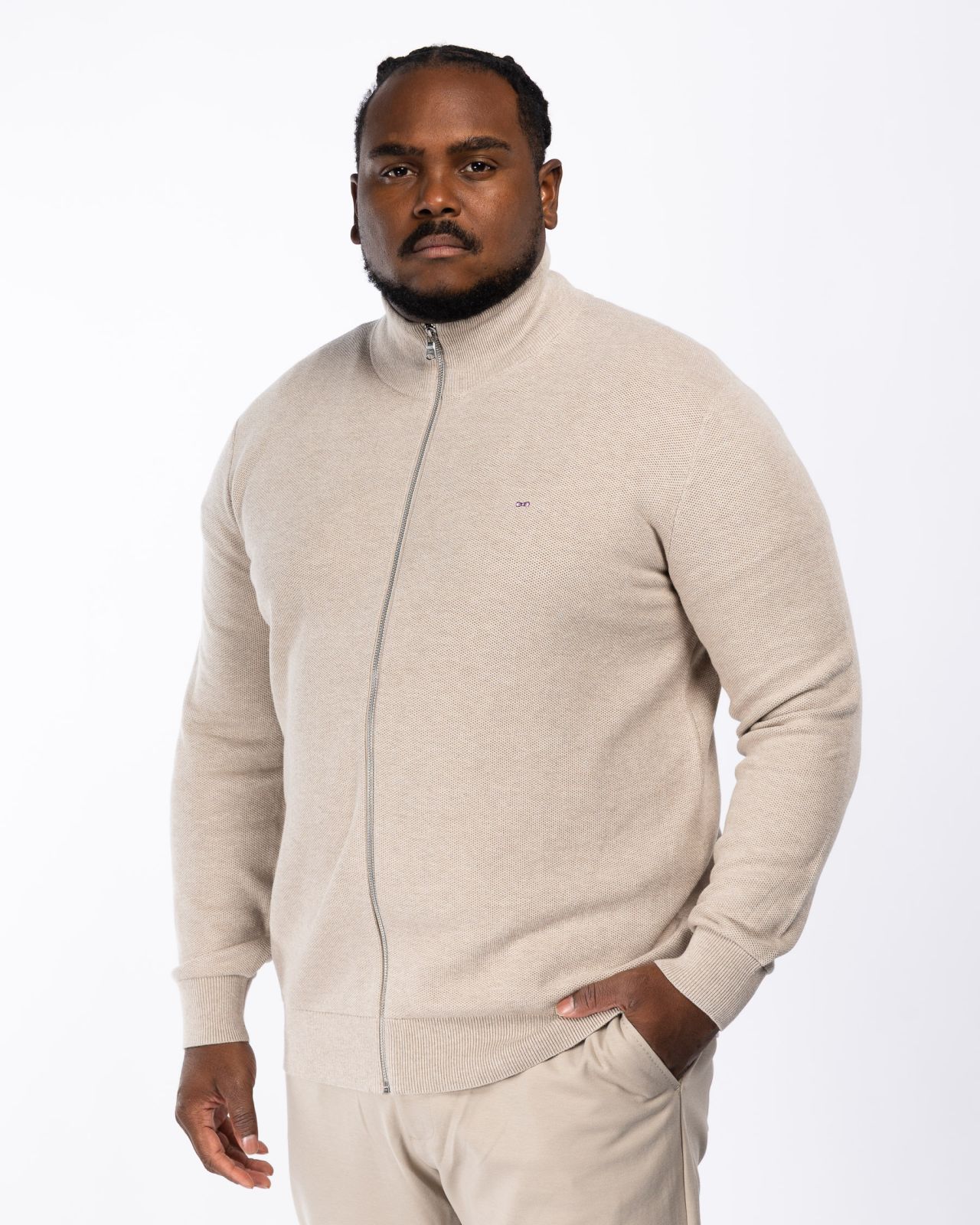 Gilet zippé grande taille beige